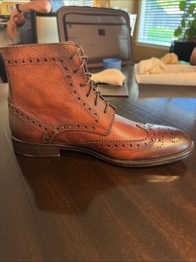 Gordon Rush Brown Leather Wingtip Lace-Up Boots